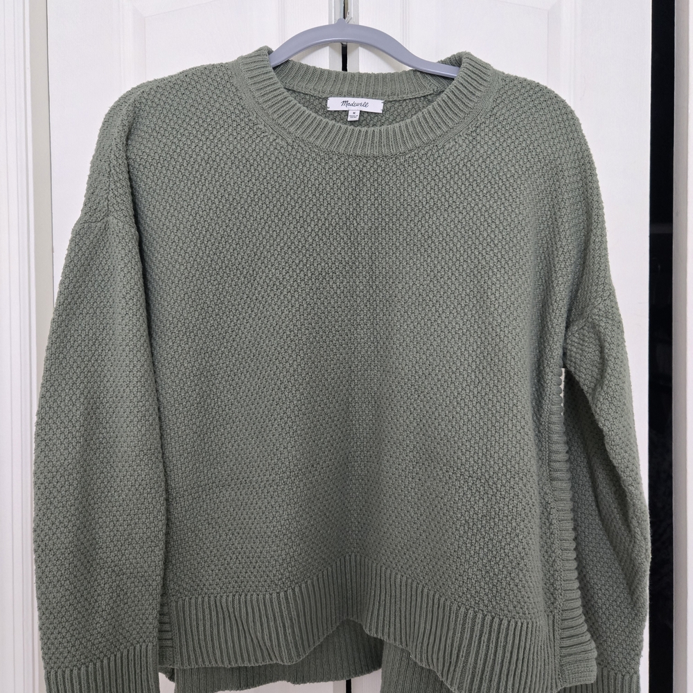 Madewell Sage Green Textured Crewneck Sweater